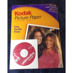 Kodak Picture Paper Soft Gloss Ink Jet 8.5” x 11” -10 Sheets With CD -NEW